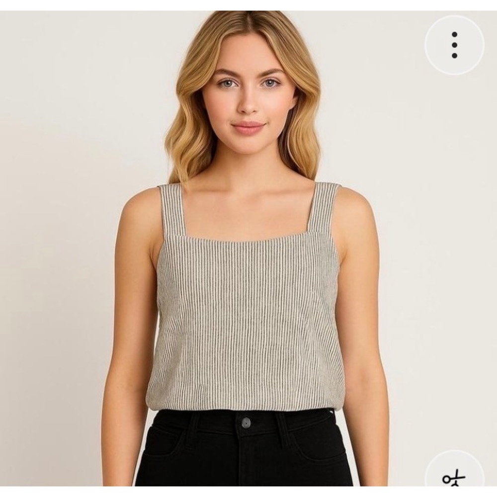 J.Crew Womens Navy White Striped Linen Cotton Tank Top CA205 Size M